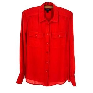 J. Crew | 100% Silk Red Button Down Sz 4